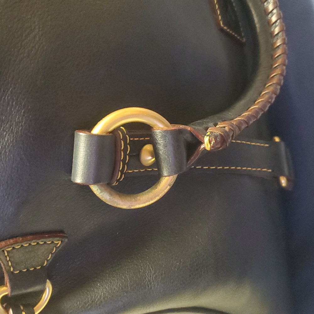 Dooney & Bourke dark navy Leather Shoulder Bag with Brown Trim and Gold Hardware - Picture 12 of 16